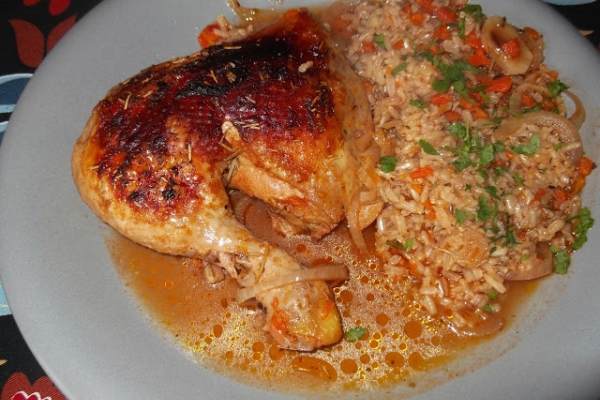 Kurczak pieczony na ryżu