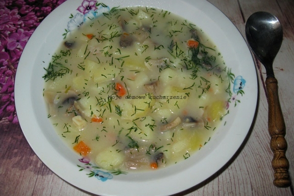 Zupa pieczarkowa z ziemniakami i płatkami ryżowymi