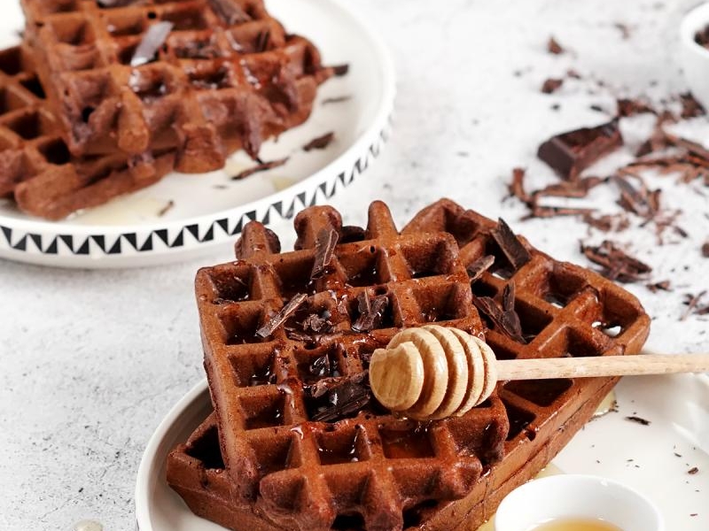 Pełnoziarniste gofry czekoladowe