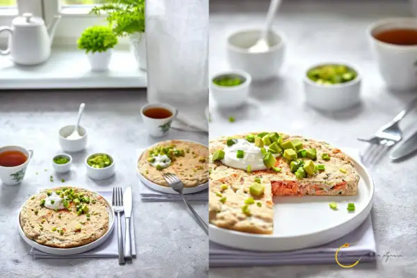 Omlet z białek z wędzonym pstrągiem