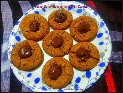 Peanut Butter- Nutella Thumb Print Cookies ( Flourless Cookies)