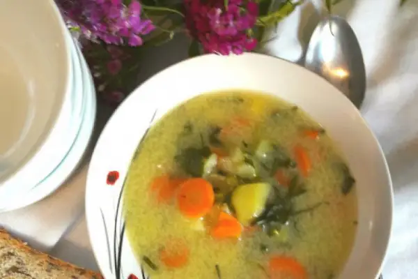 Wiosenna zupa z kalarepy z młodymi ziemniakami i marchewką