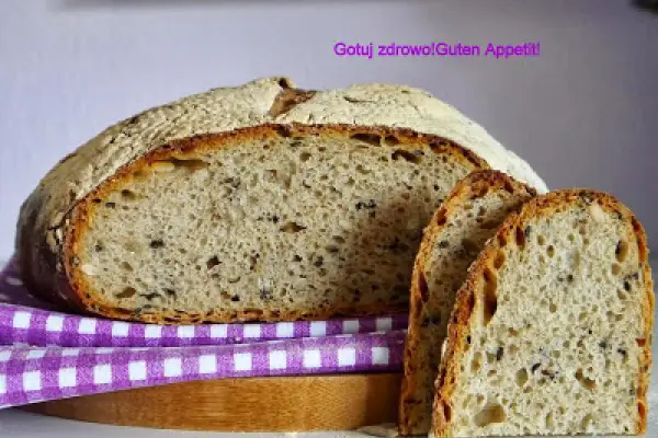 Chleb pszenny na zakwasie z mąką pełnoziarnistą  wg Jeffreya Hamelmana i kamień do pieczenia
