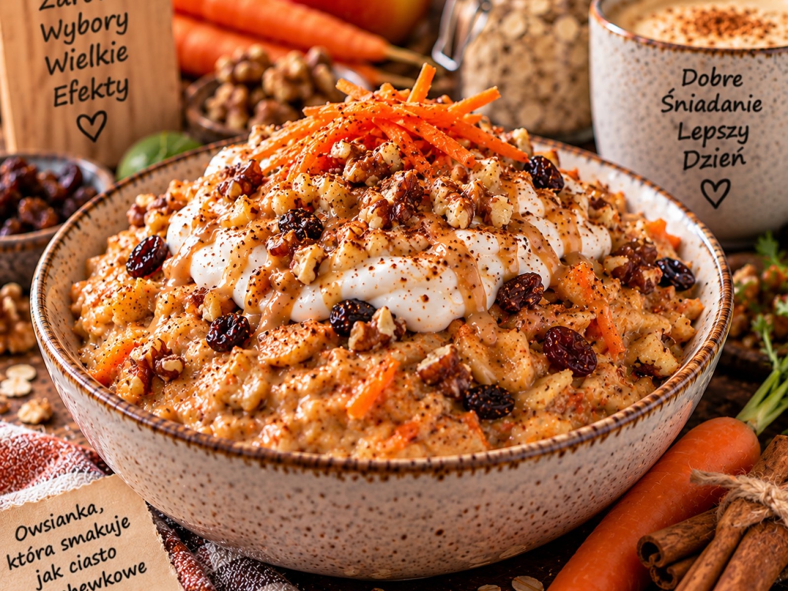Carrot Cake Protein Oatmeal – fit owsianka marchewkowa