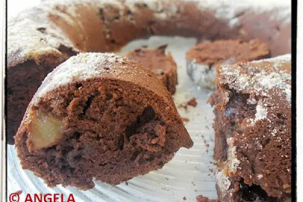Babka czekoladowa z gruszką - Chocolate & Pear Bundt Cake - Ciambellone cioccolato e pere