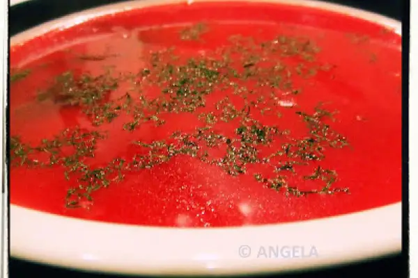 Barszcz z botwinką - Borsh (beetroot with leaves soup) - Minestrone polacco con le barbe rosse con le foglie