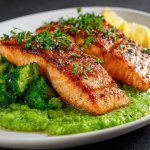 Pieczony łosoś z puree...