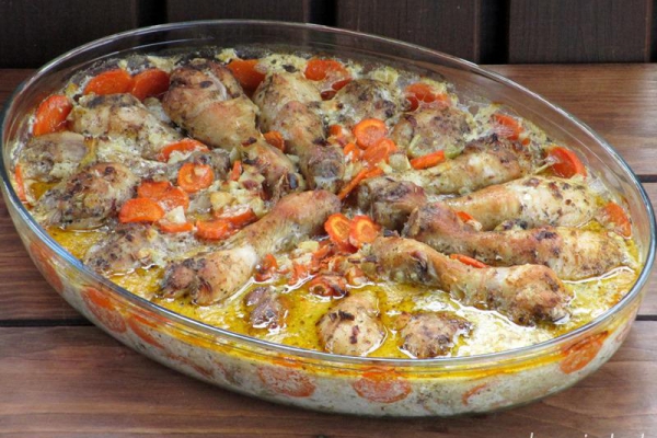Podudzia pieczone w marchewce