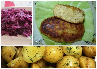Niedzielny obiad: mielone z ziemniakami i czerwoną kapustą smażoną