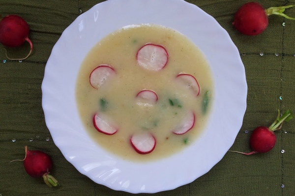 Zupa z białej rzepy z rzodkiewką