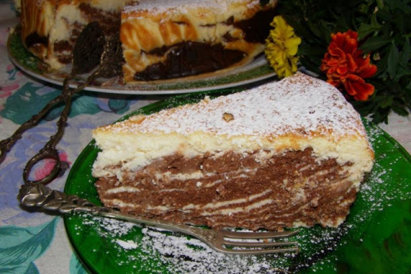 pyszny sernik zebra bez spodu pieczony...