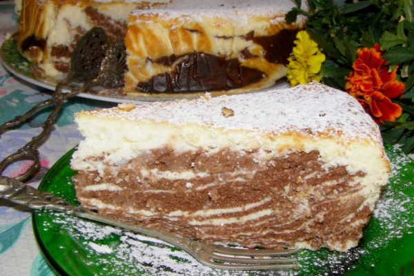 pyszny sernik pieczony a`la zebra bez spodu...