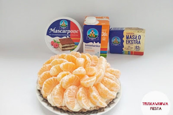 Pełnoziarnista tarta z mascarpone i mandarynkami