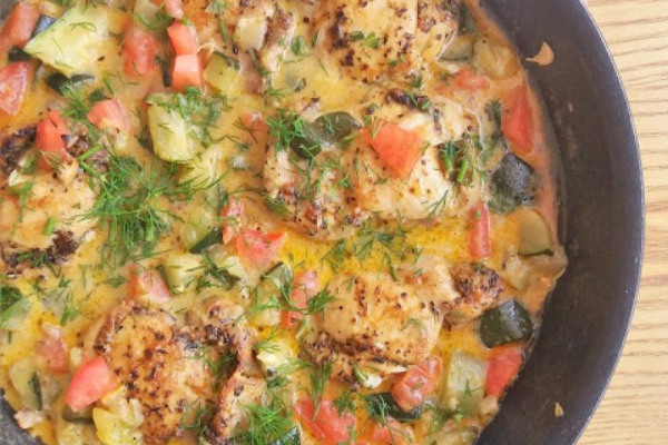 Kurczak z cukinią w sosie koperkowym / Chciken and Zucchini in Creamy Dill Sauce