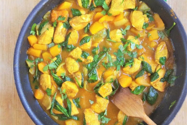Kurczak ze szpinakiem i dynią / Spinach and Butternut Squash Chicken Skillet