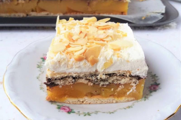 Ciasto Arkadia bez pieczenia / Peach and Mascarpone No Bake Cake