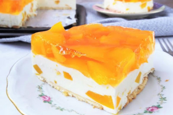 Sernik na zimno z wiaderka (z brzoskwiniami) / No Bake Polish Cheesecake