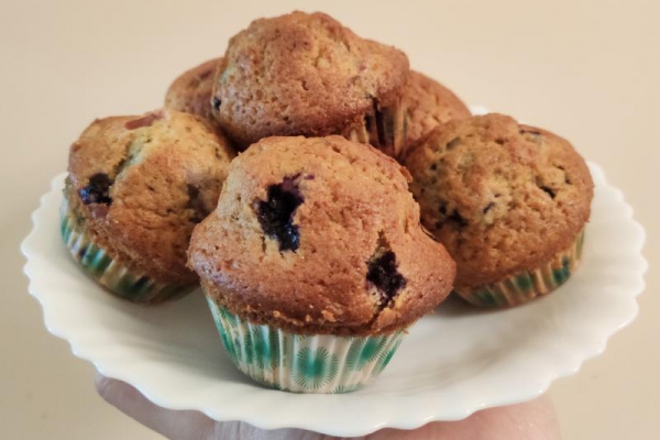 Muffinki z jagodami i rabarbarem