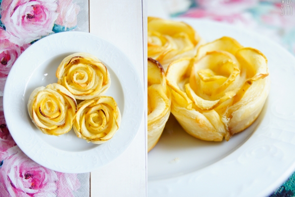 Jabłkowe różyczki z ciasta francuskiego (3 składniki)