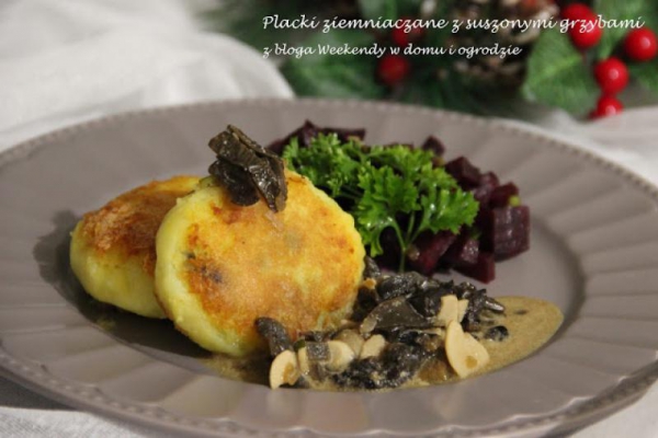 Placki ziemniaczane z suszonymi grzybami