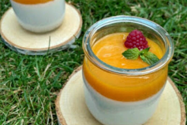 Panna cotta kokosowa z musem z mango
