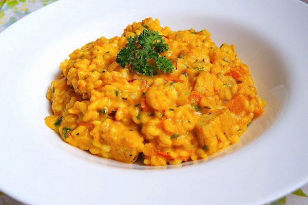 Risotto z kurczakiem i pieczoną dynią