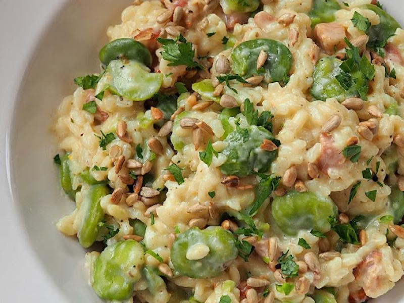 Kremowe risotto z bobem