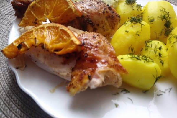 Kurczak w pomarańczach