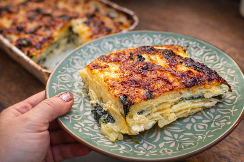 Zapiekanka ziemniaczana ze szpinakiem