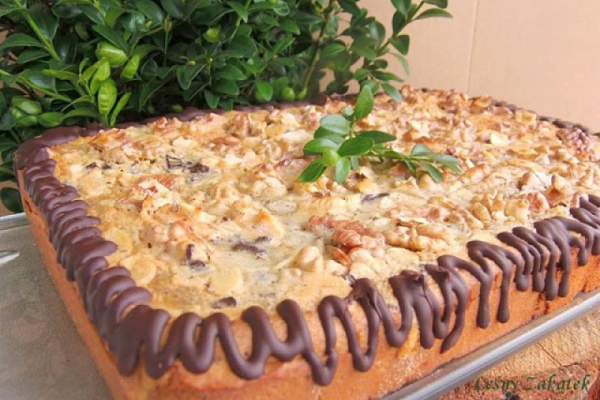 Mazurek z masą czekoladowo-śmietankową z bakaliami