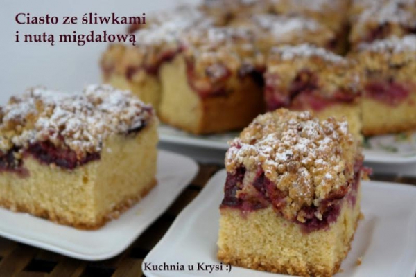 Ciasto maślane ze śliwkami, z nutą migdałową, z kruszonką migdałową... pyszne
