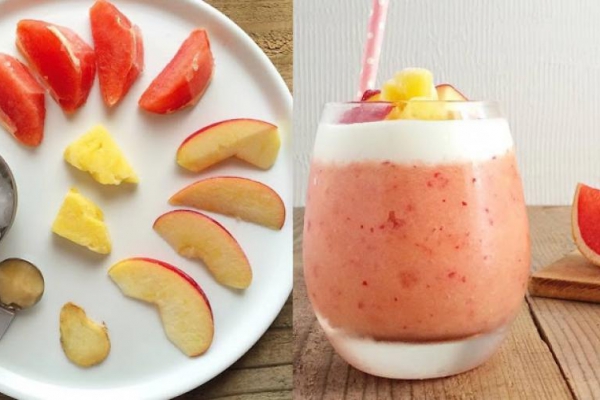 czerwony grejpfrut + jabłko + ananas + imbir