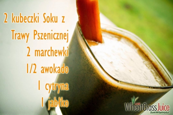 marchew + awokado + cytryna + jabłko + sok z trawy pszenicznej