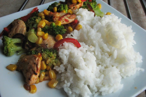 Warzywa, kurczaczek i ryż :))