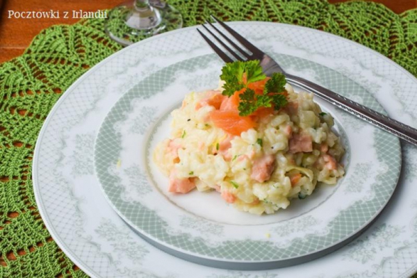 Risotto z wędzonym łososiem