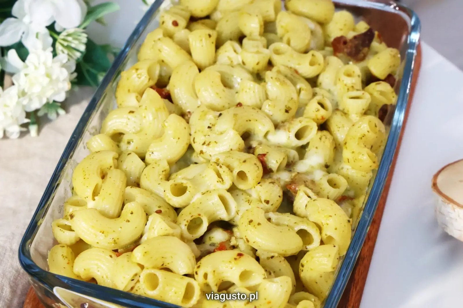 Makaron zapiekany z pesto