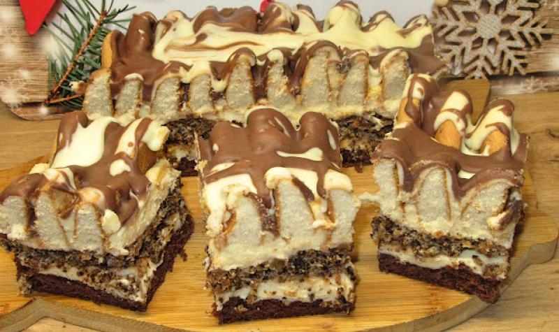 Pyszne i efektowne  ciasto GÓRA LODOWA Z ORZECHOWĄ WKŁADKĄ +FILM