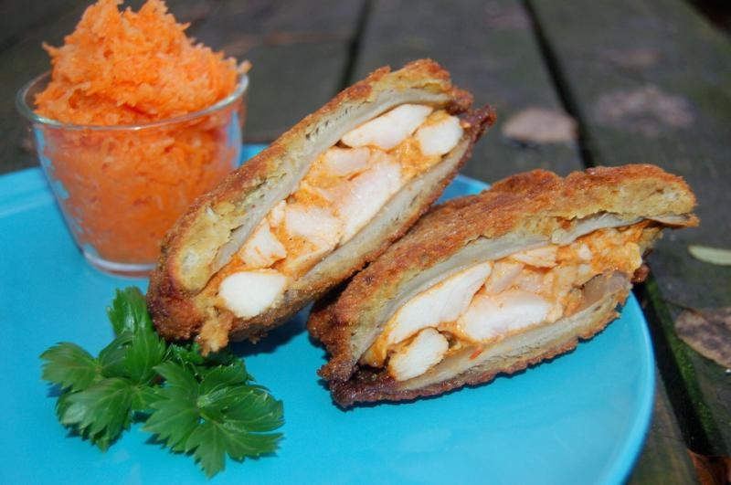 Boczniaki nadziewane kurczakiem