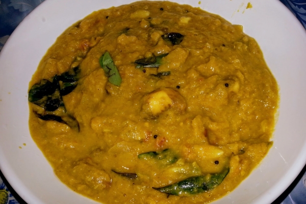 Kerala style Coconut dal curry with Pumpkin and Jackfruit seeds