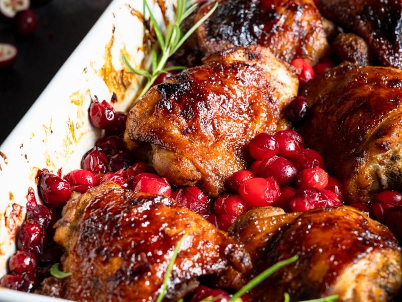 Udka kurczaka pieczone z żurawiną