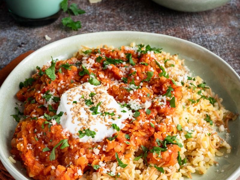 Gulasz z soczewicy z kaszą bulgur