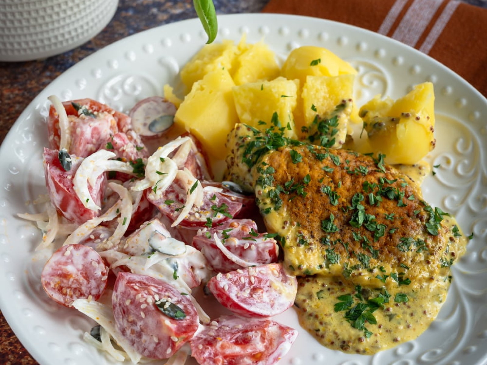 Schab w sosie śmietanowo-musztardowym