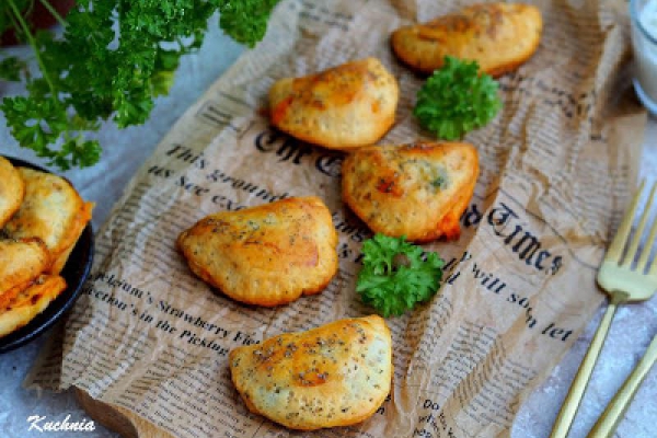 Pieczone pierogi z kurczakiem i brokułami