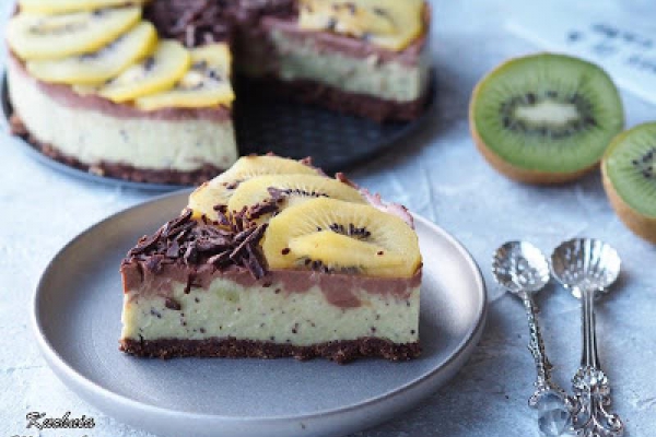 Ciasto kiwi z czekoladą (bez pieczenia)