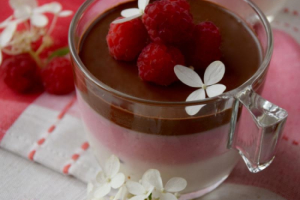 Malinowa panna cotta z czekoladą