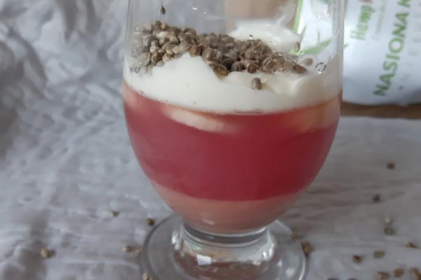 Kolorowy deser z suszem konopnym