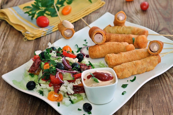 Corn dogi piwne z dipem
