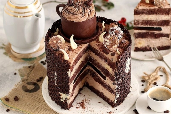 Kawowo czekoladowy tort
