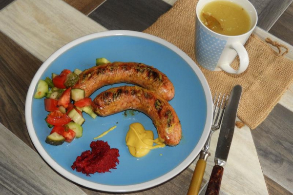 Grillowana biała kiełbasa z miodem