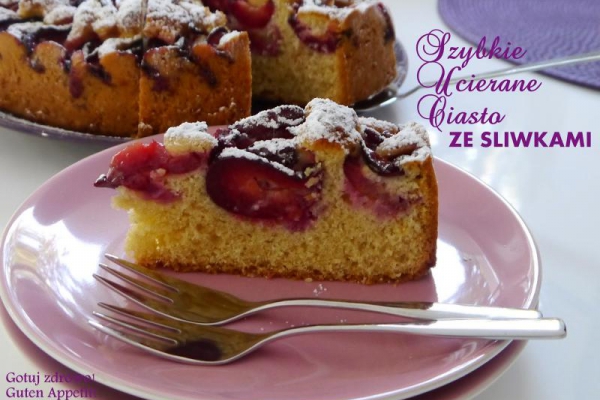 Szybkie ucierane kokosowe ciasto ze śliwkami
